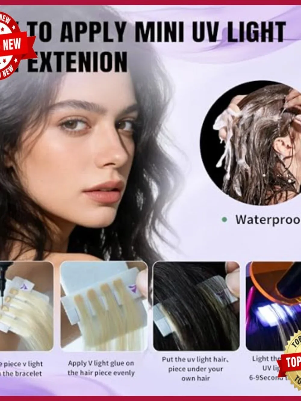 Portable LED Hair Extension Machine Kit with 6 Beads, Travel-Friendly